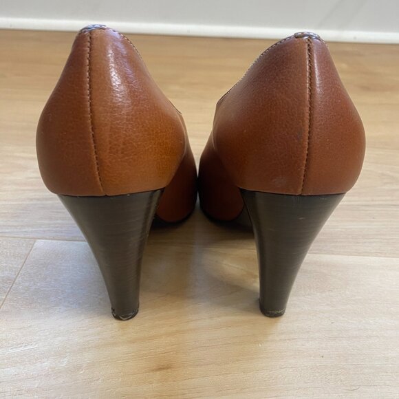 Giuseppe Zanotti Women's Brown Leather Wooden Heel Pumps Size 9/9.5 Italy - Picture 3 of 10
